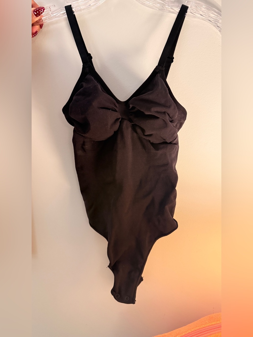 SKIMS Seamless Sculpt Thong Bodysuit in Black